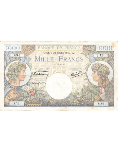 1000 Francs Commerce et Industrie 1000 francs 1940