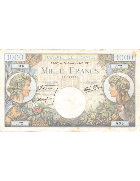1000 Francs Commerce et Industrie 1000 francs 1940