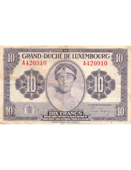 Luxembourg 10 francs 1944