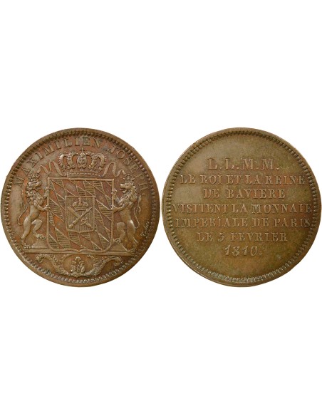 Maximilien I de Bavière Monnaie de Visite 1 jeton Bronze 1810 A Paris