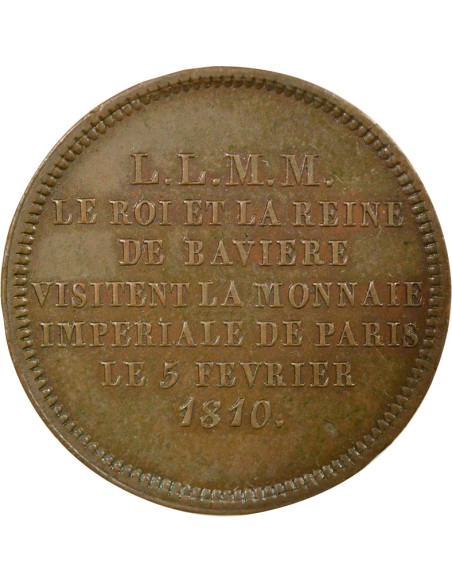Maximilien I de Bavière Monnaie de Visite 1 jeton Bronze 1810 A Paris