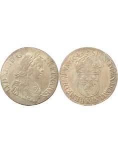 Louis XIV A la Mèche Longue 1 ecu Argent 1648 K Bordeaux