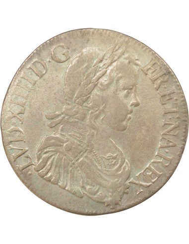 Louis XIV A la Mèche Longue 1 ecu Argent 1648 K Bordeaux