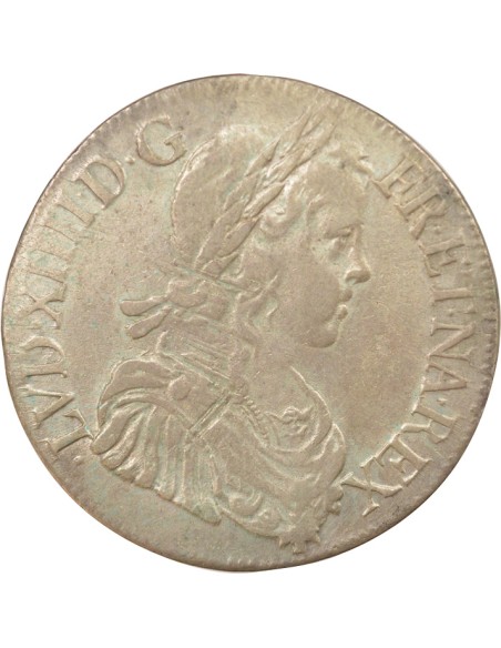 Louis XIV A la Mèche Longue 1 ecu Argent 1648 K Bordeaux