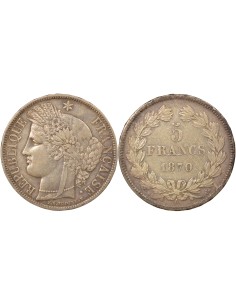 Sans Légende 5 francs Argent 1870 A - Paris