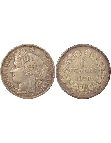 Sans Légende 5 francs Argent 1870 A - Paris