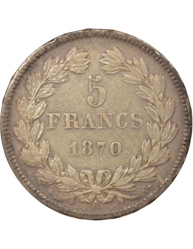 Sans Légende 5 francs Argent 1870 A - Paris