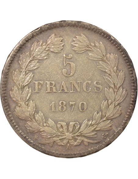 Sans Légende 5 francs Argent 1870 A - Paris