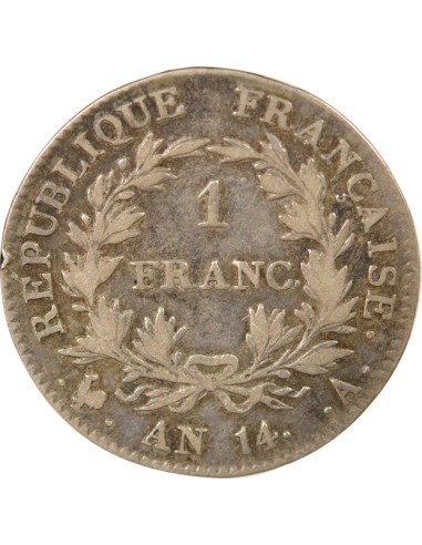 Roi d'Italie République 1 franc Argent AN 14 A - Paris