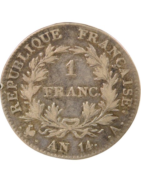Roi d'Italie République 1 franc Argent AN 14 A - Paris