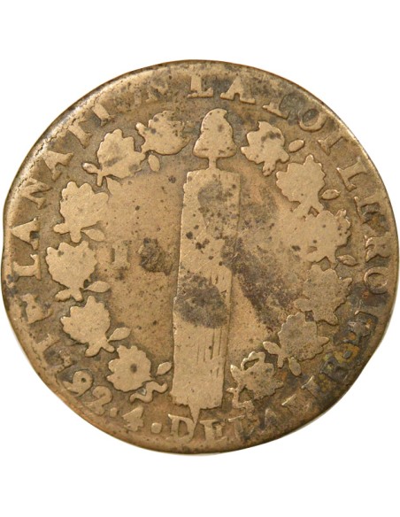 Louis XVI Au Faisceau 12 deniers Cuivre 1792 T Nantes