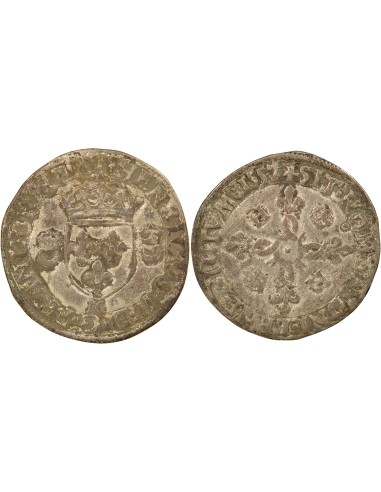 Henri II Aux Croissants 1 douzain Billon 1557/6 M Toulouse