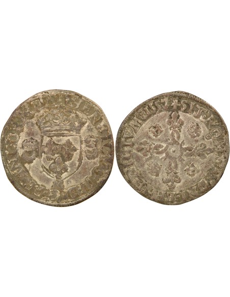 Henri II Aux Croissants 1 douzain Billon 1557/6 M Toulouse