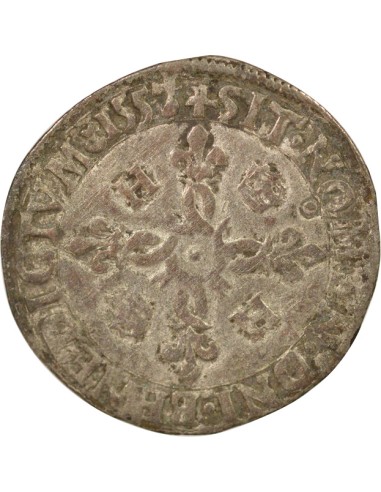 Henri II Aux Croissants 1 douzain Billon 1557/6 M Toulouse