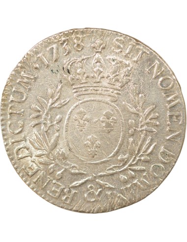 Louis XV Au Buste Habillé 1 ecu Argent 1738 & Aix-en-Provence