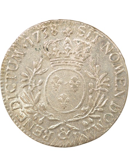 Louis XV Au Buste Habillé 1 ecu Argent 1738 & Aix-en-Provence