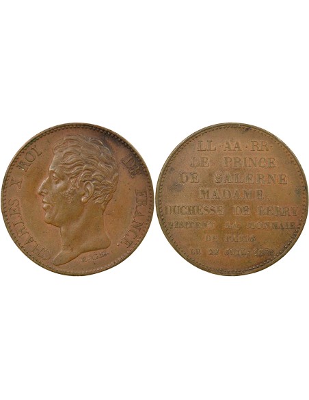Charles X Monnaie de Visite 1 jeton Bronze 1825 A Paris