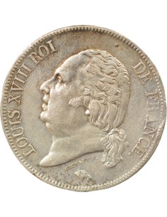 Louis XVIII Tête nue 5 francs Argent 1824 W Lille 2
