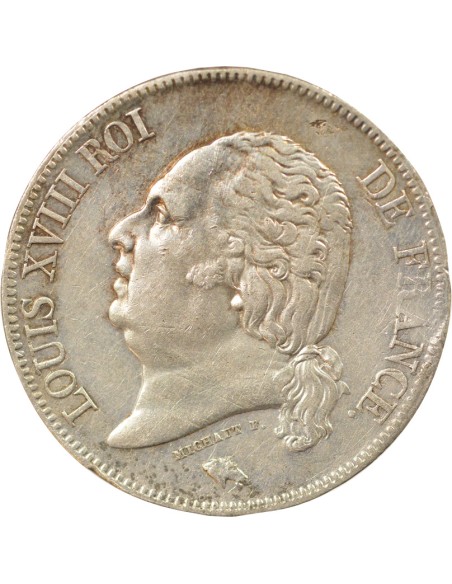 Louis XVIII Tête nue 5 francs Argent 1824 W Lille