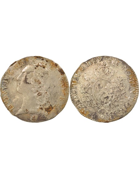 Louis XV au Bandeau 1 ecu Argent 1759 9 Rennes