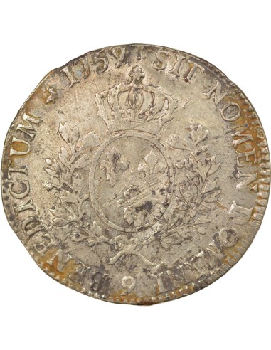Louis XV au Bandeau 1 ecu Argent 1759 9 Rennes