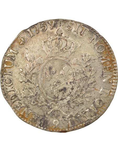 Louis XV au Bandeau 1 ecu Argent 1759 9 Rennes