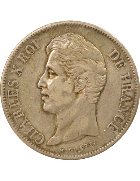 Charles X 2e Type 5 francs Argent 1827 W Lille