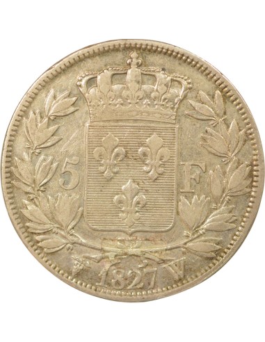 Charles X 2e Type 5 francs Argent 1827 W Lille