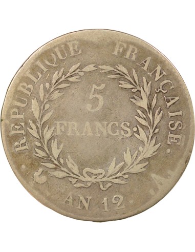 Roi d'Italie Premier Consul 5 francs Argent An 12 A - Paris