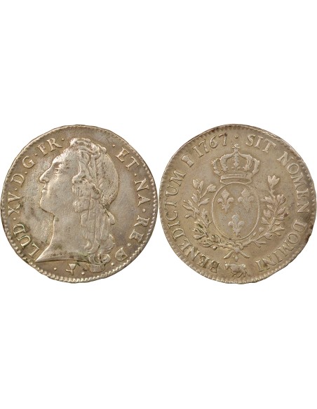 Louis XV Au Bandeau 1 ecu Argent 1767 Pau (Vache)