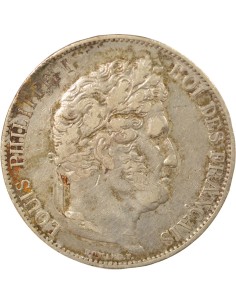 Louis-Philippe Ier Tr. en Relief 5 francs Argent 1844 W Lille 2