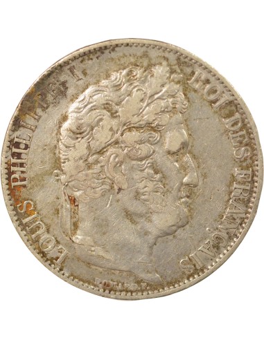 Louis-Philippe Ier Tr. en Relief 5 francs Argent 1844 W Lille