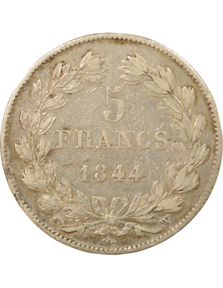 Louis-Philippe Ier Tr. en Relief 5 francs Argent 1844 W Lille