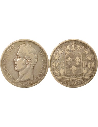 Charles X 2e Type 5 francs Argent 1827 A - Paris