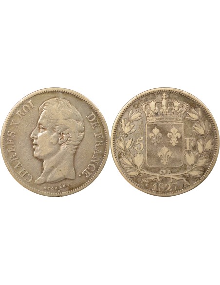 Charles X 2e Type 5 francs Argent 1827 A - Paris