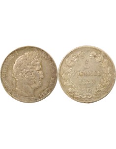 Louis-Philippe Ier Tr. en Relief 5 francs Argent 1845 W Lille