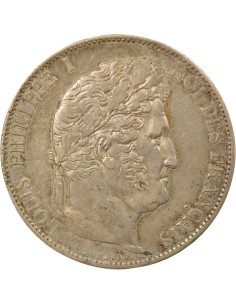 Louis-Philippe Ier Tr. en Relief 5 francs Argent 1845 W Lille 2