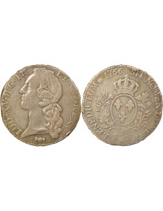 Louis XV Au Bandeau 1 ecu Argent 1766 K Bordeaux