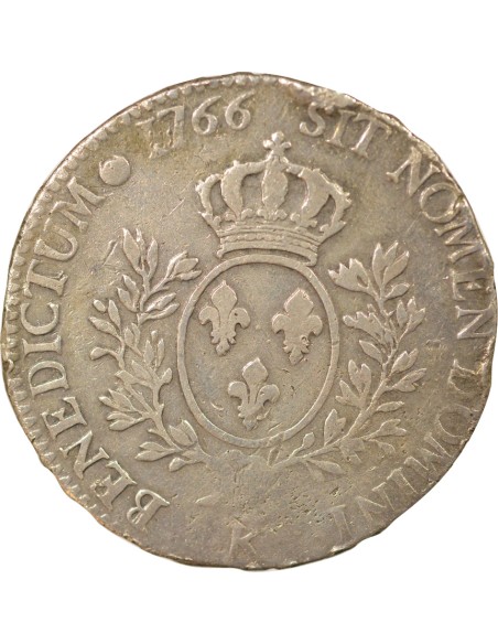 Louis XV Au Bandeau 1 ecu Argent 1766 K Bordeaux