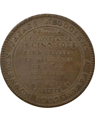 Au Serment 5 sols Cuivre 1792 Birmingham