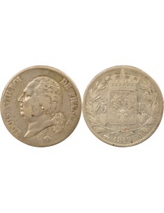 Louis XVIII Tête nue 5 francs Argent 1819 B Rouen