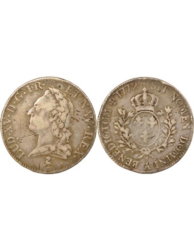 Louis XV à la Vieille Tête 1 ecu Argent 1772 A - Paris