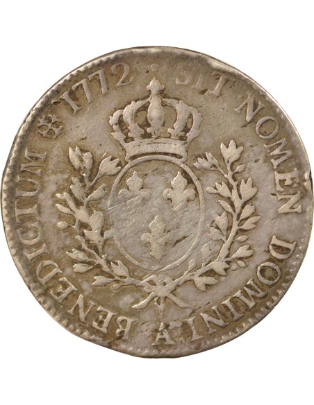 Louis XV à la Vieille Tête 1 ecu Argent 1772 A - Paris