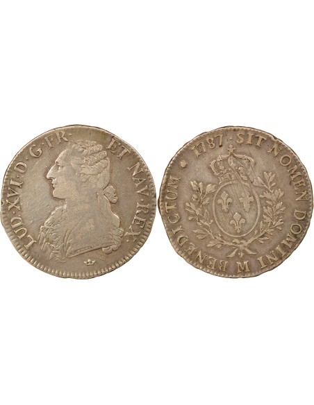 Louis XVI Au Buste Habillé 1 ecu Argent 1787 M Toulouse