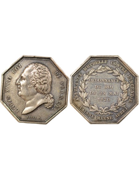 Louis XVIII Assurance Incendie 1 jeton Argent 1820 (1832-1841)