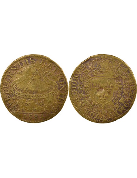 Henri III Chambre des Comptes du Roi 1 jeton Laiton 1584