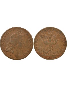 Louis XIV Galères Royales 1 jeton Cuivre XVIIe Siècle