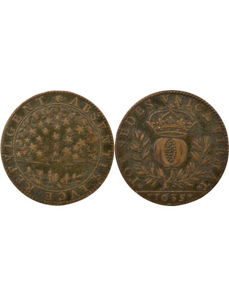 Principauté de Dombes Anne Marie Louis d'Orléans 1 jeton Cuivre 1635