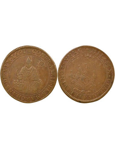 Corporation des Marchands de Vin 1 jeton Cuivre 1691