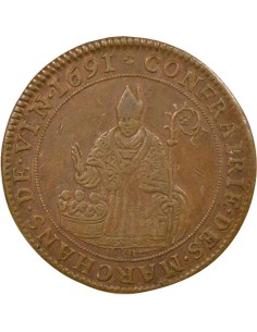 Corporation des Marchands de Vin 1 jeton Cuivre 1691 2